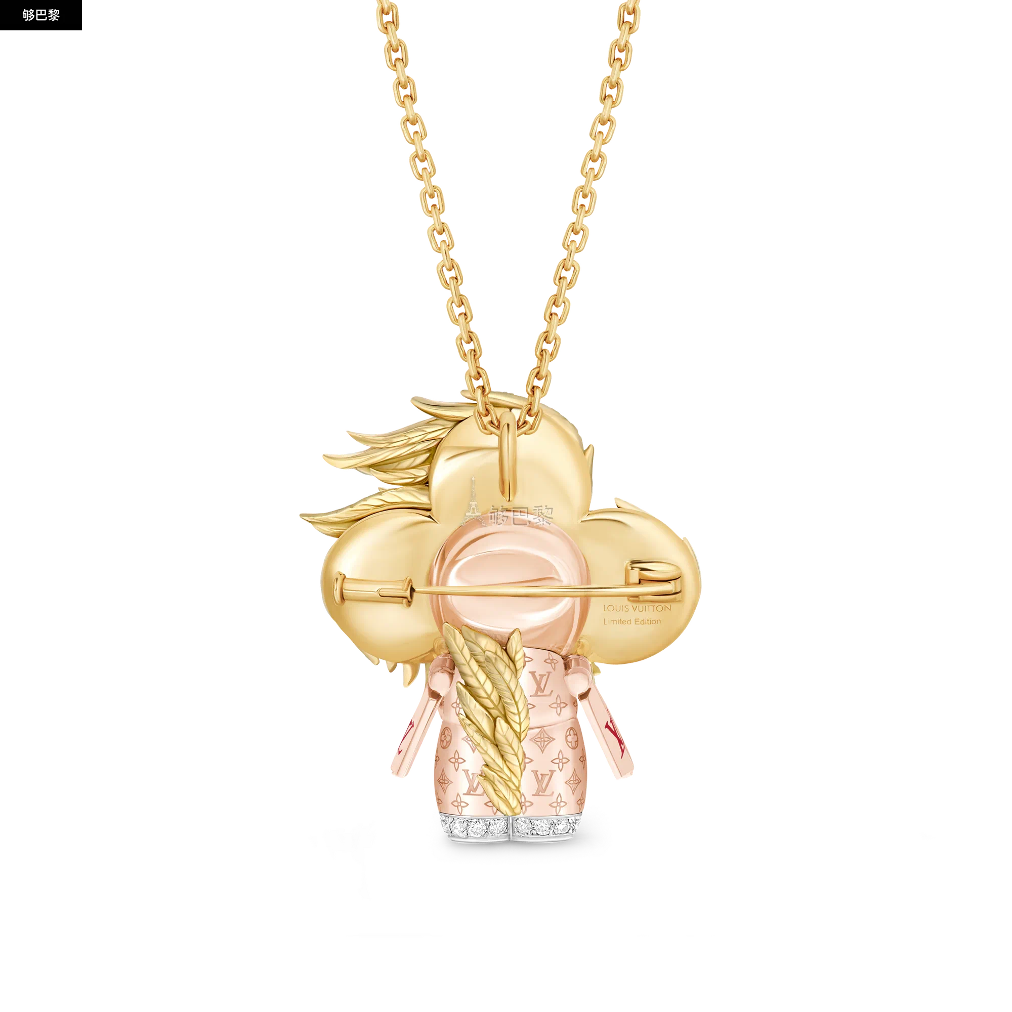 商品Louis Vuitton|【预售】 LV路易威登 25秋冬 女士 吊坠 VIVIENNE ROOSTER 18K 金漆面钻石彩色宝石项链 Q93981 ,价格¥455550,第5张图片详细描述