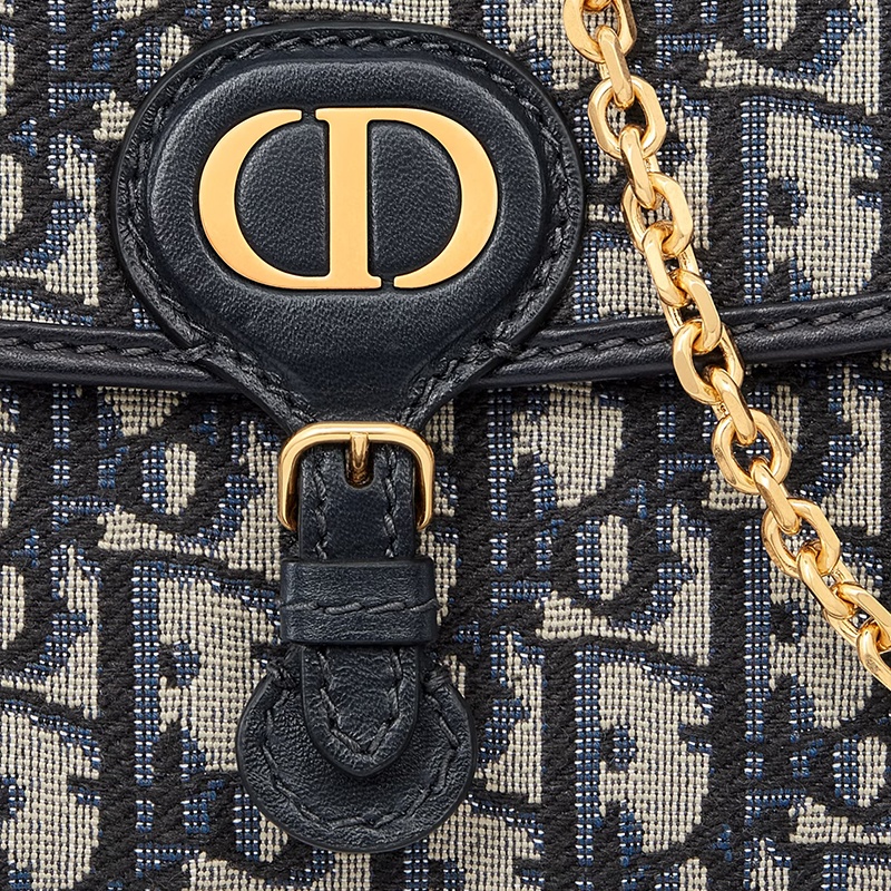 商品Dior|迪奥 23新款 女士蓝色帆布老花金色五金磁扣开合可拆卸肩带手拿包S5703UTZQ_M928,价格¥14170,第8张图片详细描述