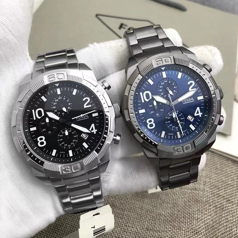 商品[国内直发] Fossil|FOSSIL化石手表黑色钢三眼计时商务休闲石英防水男表,价格¥569,第1张图片详细描述