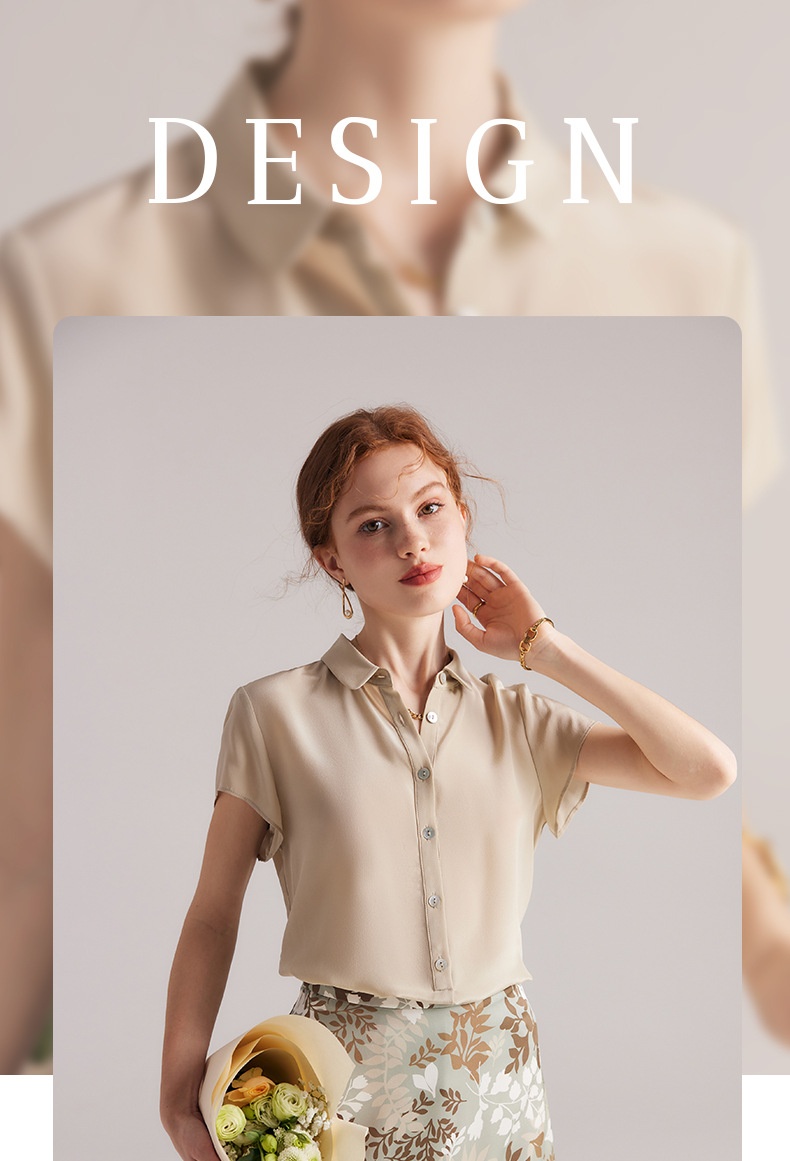商品[国内直发] GLENVINTEN|格岚云顿英国品牌短袖真丝衬衫女2024春夏新款翻领通勤纯色宽松100%桑蚕丝衬衣,价格¥654,第1张图片详细描述