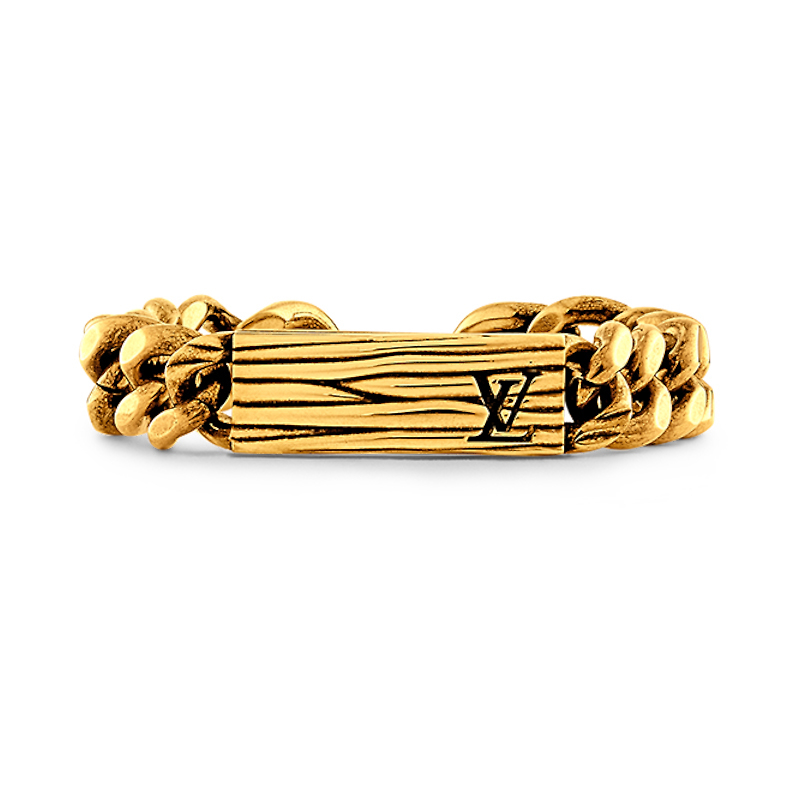商品Louis Vuitton|【预售十天】 路易威登 23新款EPI男士金色镂刻链条做旧金属手链,价格¥4391,第4张图片详细描述
