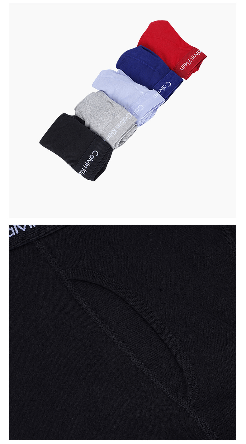商品Calvin Klein|Calvin Klein 五条装男士内裤黑色+灰色+浅紫色+蓝色+红色 NB2311-905-M,价格¥356,第8张图片详细描述