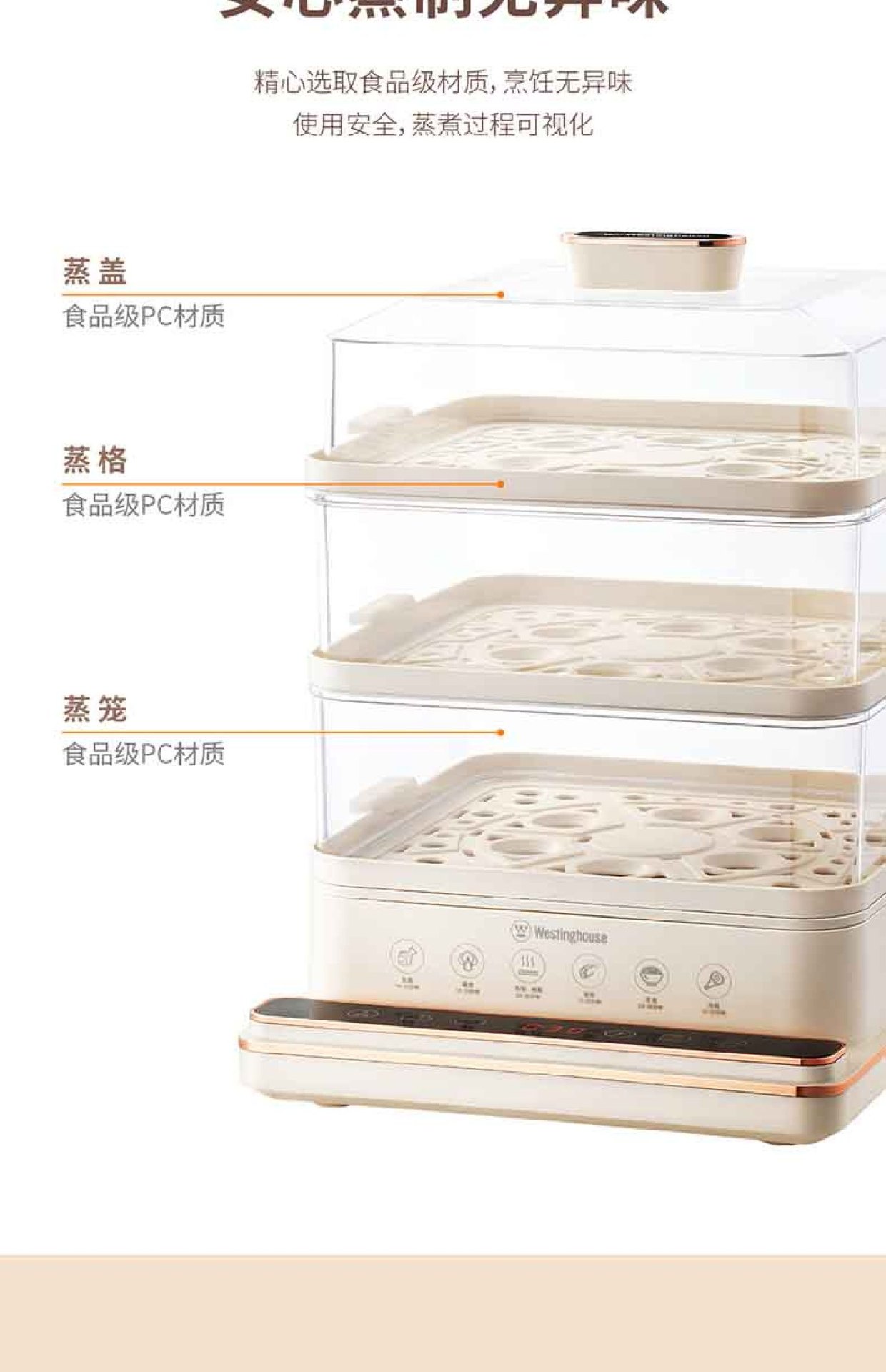 商品[国内直发] Westinghouse|西屋电蒸锅Westinghouse西屋多功能电蒸锅Westinghouse西屋多功能电蒸锅WZL20A,价格¥847,第11张图片详细描述