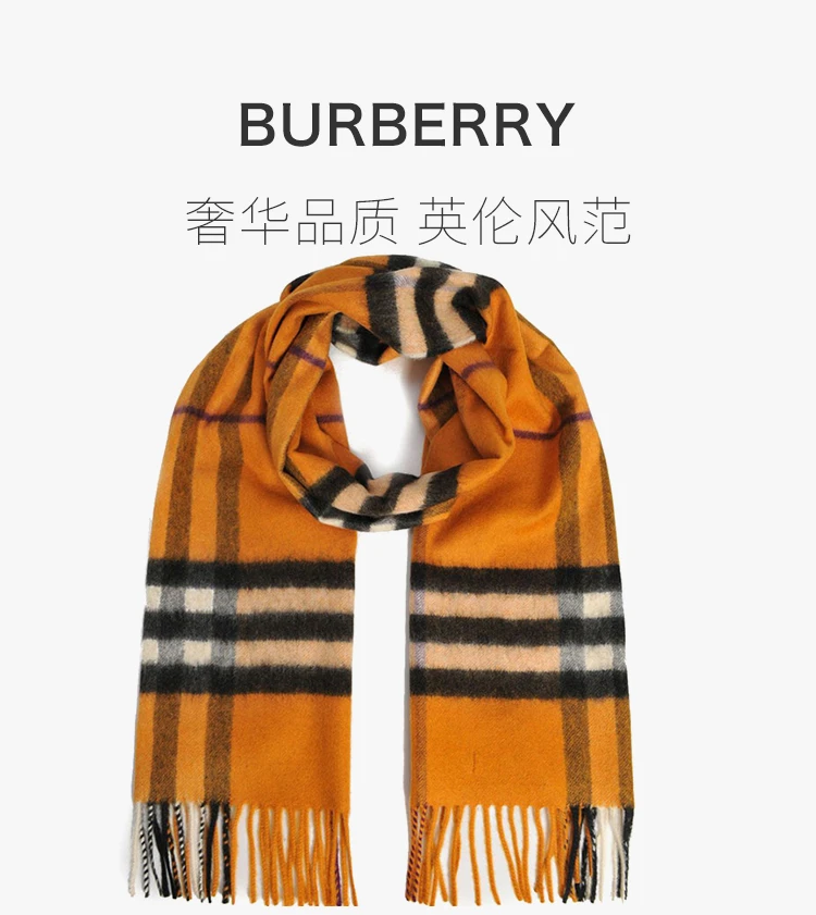 商品[国内直发] Burberry|BURBERRY 橙色女士围巾 3953992,价格¥3370,第5张图片详细描述