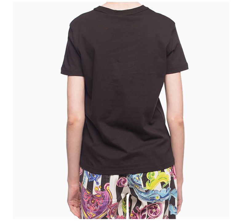 商品Versace|VERSACE JEANS 女士黑色棉质短袖圆领T恤 B2HVB7E0-30311-899,价格¥920,第6张图片详细描述