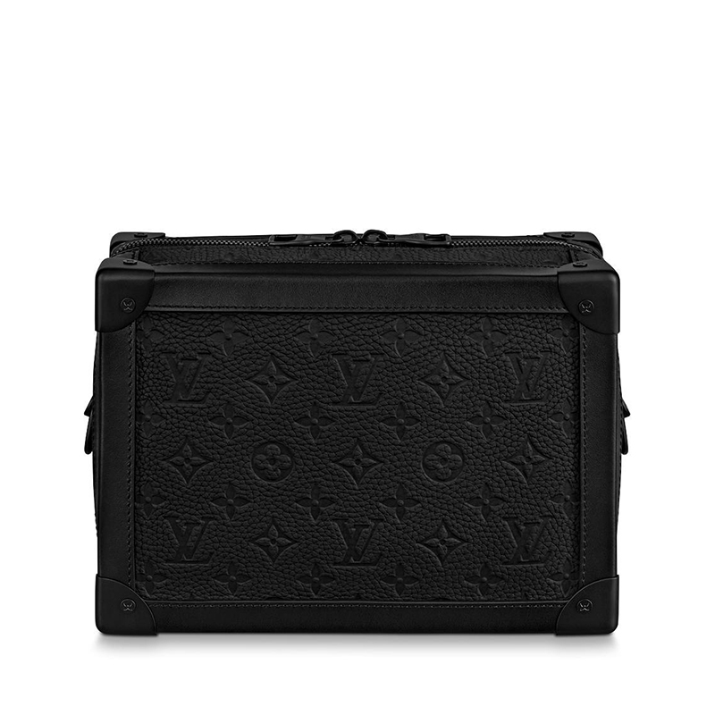 商品Louis Vuitton|预售10天 Louis Vuitton/路易威登 22春夏新款SOFT TRUNK系列 男士黑色老花压纹牛皮革黑扣黑链拉链开合单肩斜挎链条盒子包M55700,价格¥30388,第5张图片详细描述