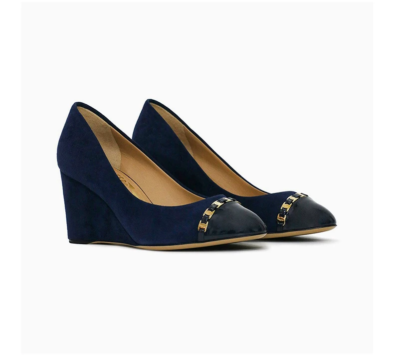 商品Salvatore Ferragamo|SALVATORE FERRAGAMO 蓝色女士坡跟鞋 0591372,价格¥2757,第5张图片详细描述