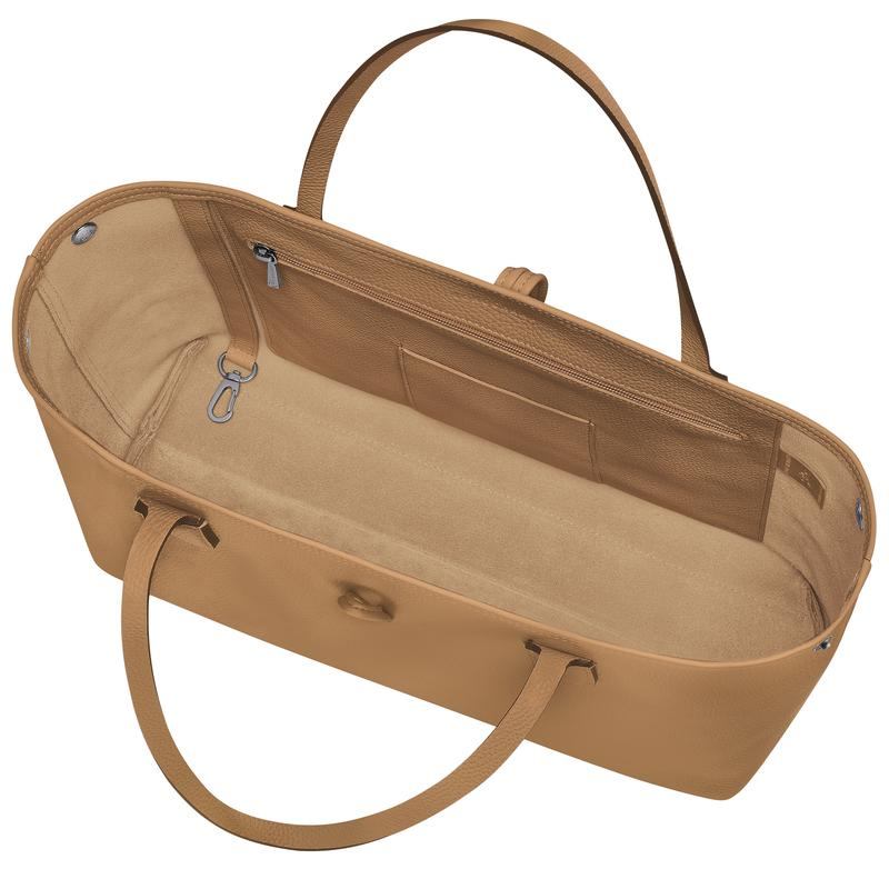 商品Longchamp|珑骧 Le Roseau系列大号女士棕色皮革单肩包 L2686968026,价格¥4710,第6张图片详细描述