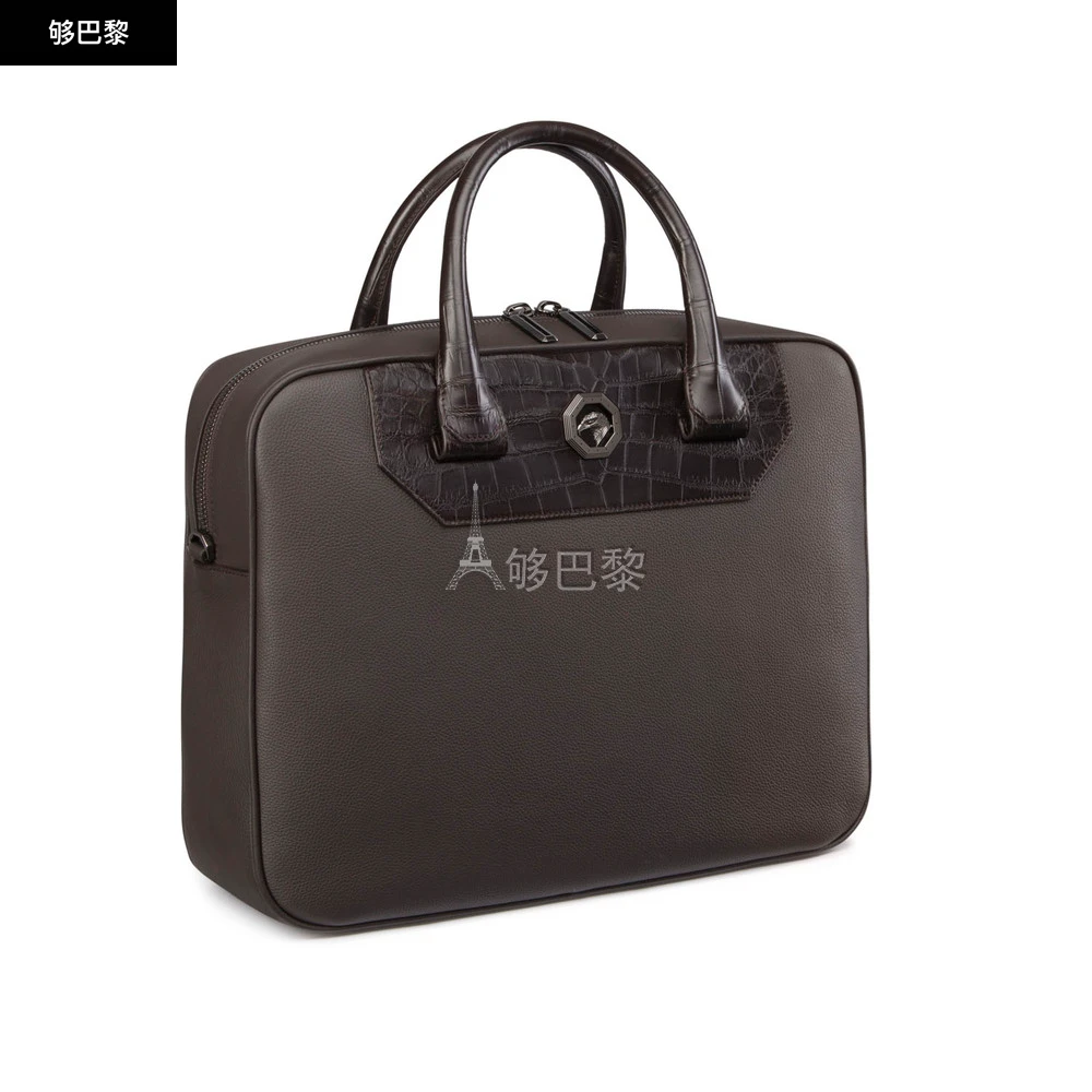 商品Stefano Ricci|【预售】 史蒂芬 25春夏 男士 公文包 Calfskin and matted crocodile business bag ND225R5TU-MRCS.M019 ,价格¥56338,第4张图片详细描述