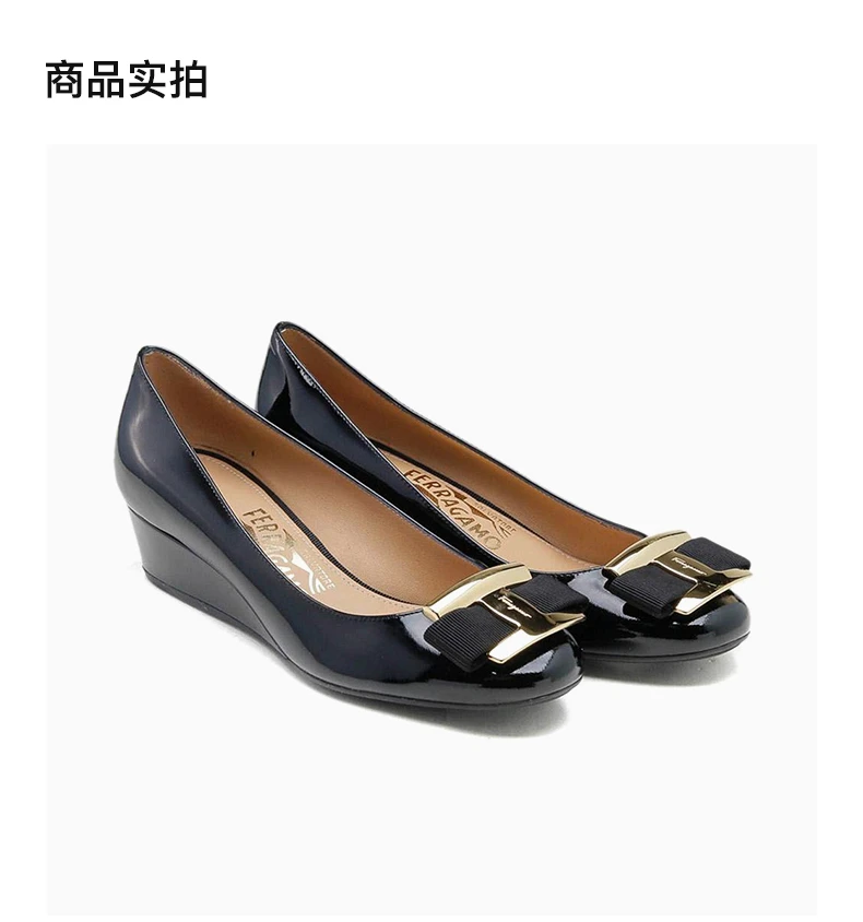 商品[国内直发] Salvatore Ferragamo|SALVATORE FERRAGAMO 黑色女士坡跟鞋 0592353,价格¥1968,第4张图片详细描述