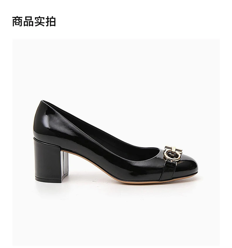 商品Salvatore Ferragamo|SALVATORE FERRAGAMO 菲拉格慕 女士黑色小牛皮中跟鞋 01-N765-693658,价格¥3260,第4张图片详细描述