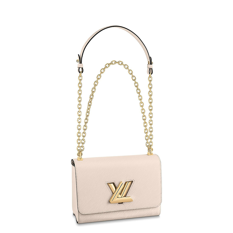 商品Louis Vuitton|预售10天 Louis Vuitton/路易威登 经典款TWIST系列 女士中号石英色水波纹牛皮革旋转徽标金扣翻盖开合单肩斜挎链条包M59761,价格¥30452,第2张图片详细描述