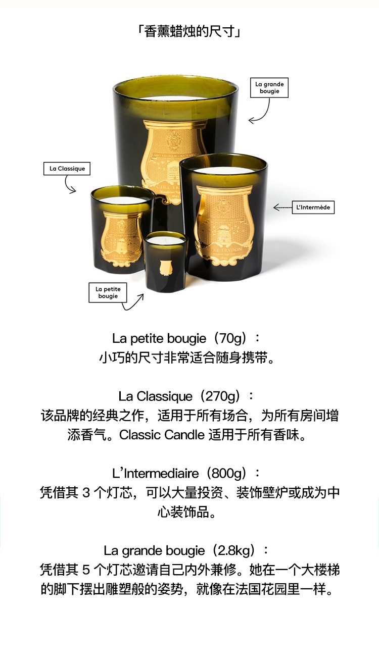 商品Cire Trudon|Cire Trudon 希拉·楚顿 香薰蜡烛经典全系列70-270g 皇室御用卧室安神助睡眠,价格¥283,第5张图片详细描述