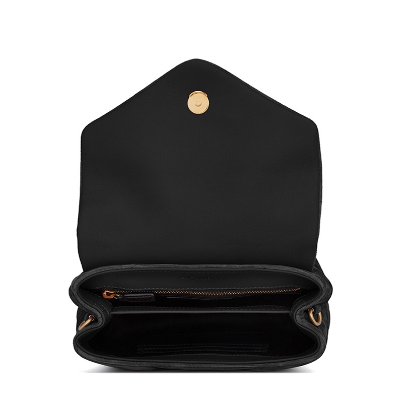 商品Yves Saint Laurent|SAINT LAURENT PARIS/圣罗兰LOULOUTOY系列 黑色绒面革绗缝皮革斜挎包,价格¥13439,第6张图片详细描述