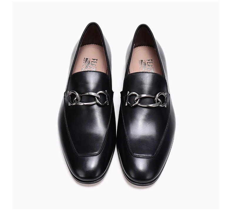 商品Salvatore Ferragamo|SALVATORE FERRAGAMO 男士黑色牛皮乐福鞋皮鞋 0696061,价格¥2195,第6张图片详细描述