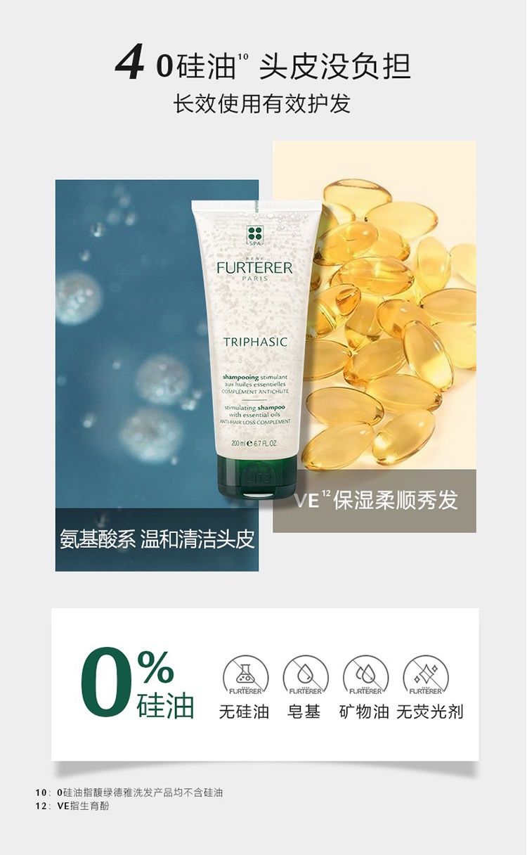 商品René Furterer|馥绿德雅洗护套装 小白珠洗发水250ml+三相防脱发安瓶精华44ml 固发育发,价格¥556,第9张图片详细描述