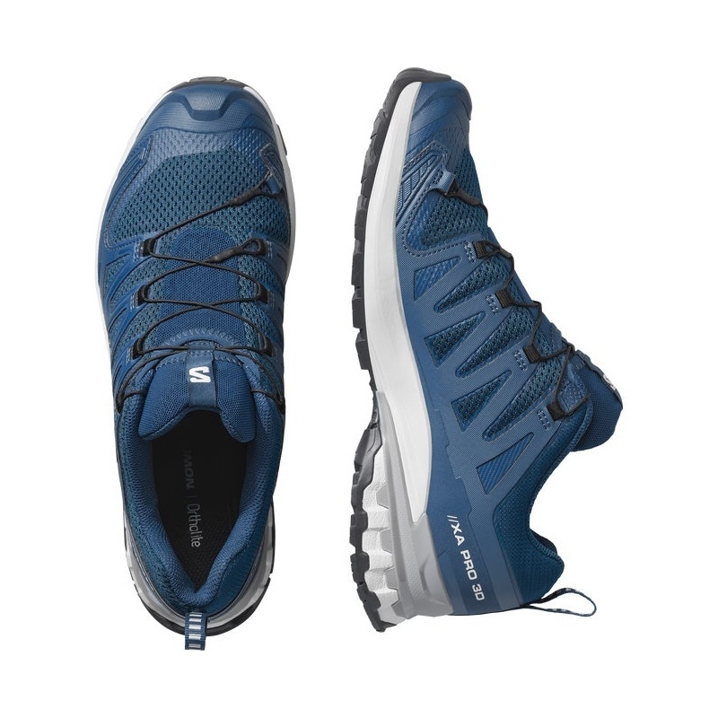 商品Salomon|Salomon萨洛蒙 XA PRO 3D V9系列男士深蓝色/冰蓝色/合金灰色织物跑鞋,价格¥1207,第9张图片详细描述