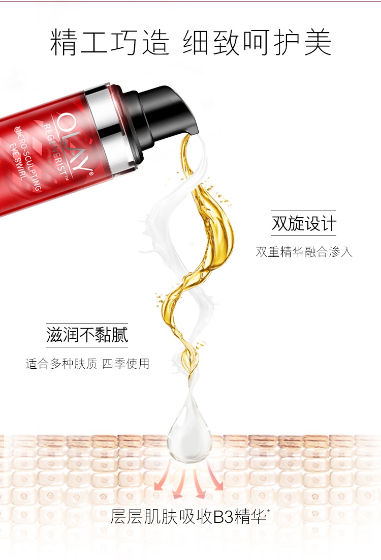 商品Olay|玉兰油 塑颜新生大红瓶3D弹力眼霜 15ml 去淡化细干纹补水 ,价格¥222,第4张图片详细描述