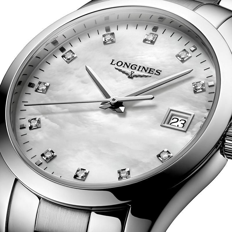 商品Longines|现货 LONGINES浪琴 石英机芯女士贝母腕表34毫米L2.386.4.87.6,价格¥8083,第3张图片详细描述