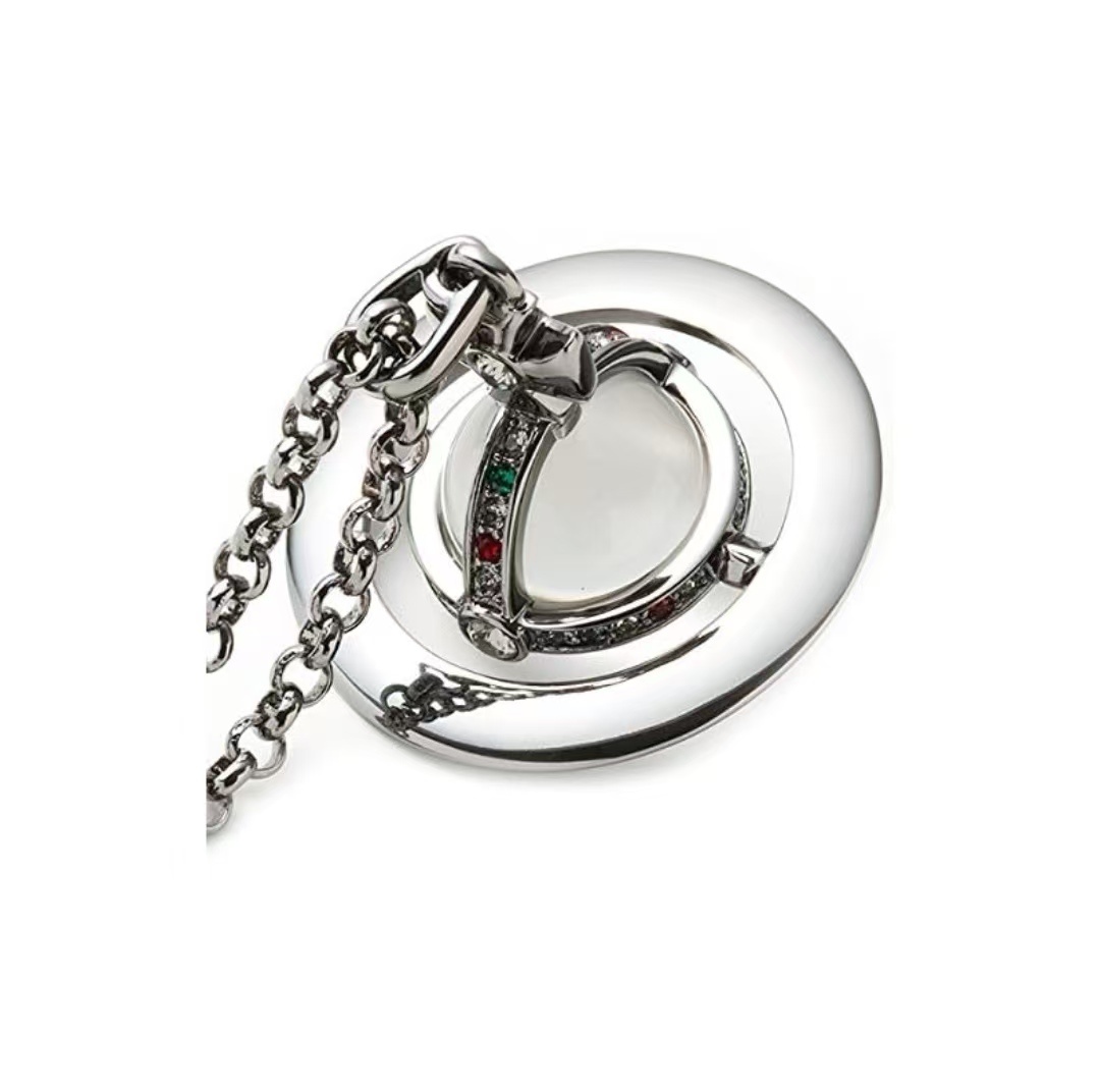 商品[国内直发] Vivienne Westwood|Vivienne Westwood New Small Orb 大号立体土星吊坠 黄铜 项链 男女同款情侣款 枪灰色,价格¥2342,第4张图片详细描述