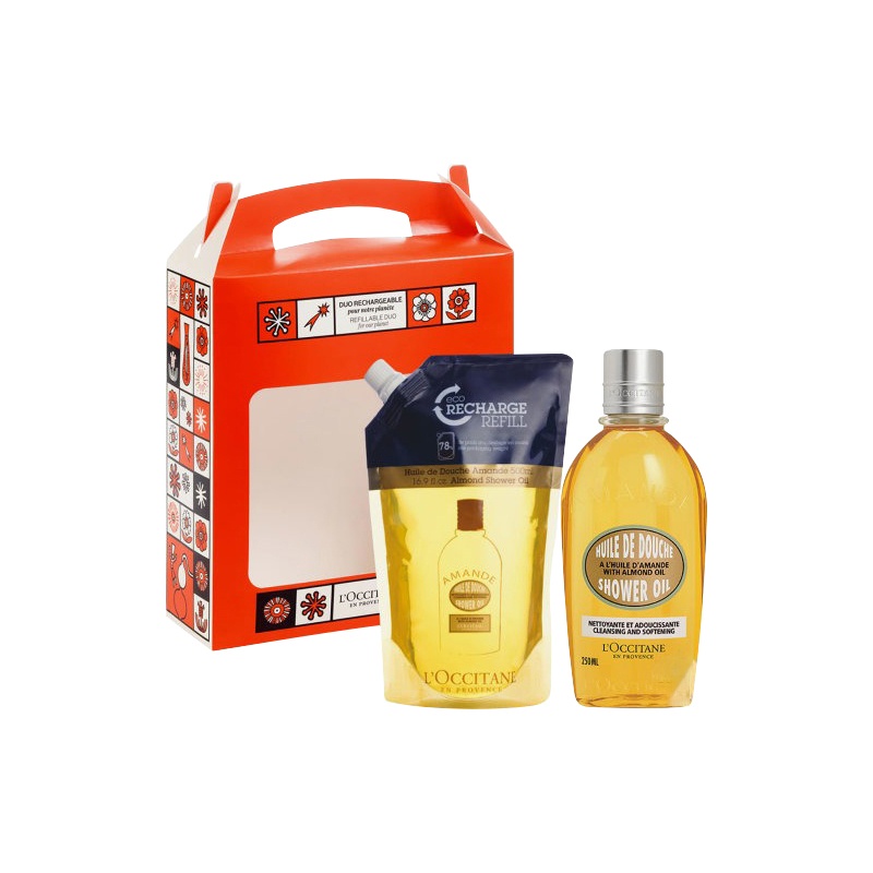 商品L'Occitane|欧舒丹2022限量甜扁桃套装 沐浴油250ml+补充装500ml,价格¥394,第6张图片详细描述