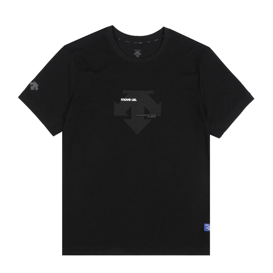 商品DESCENTE|【享贝家】（国内现货）DESCENTE 迪桑特 线条纹标短袖T恤 黑色 SM323UTS76-BLK0 G-QD,价格¥362,第4张图片详细描述