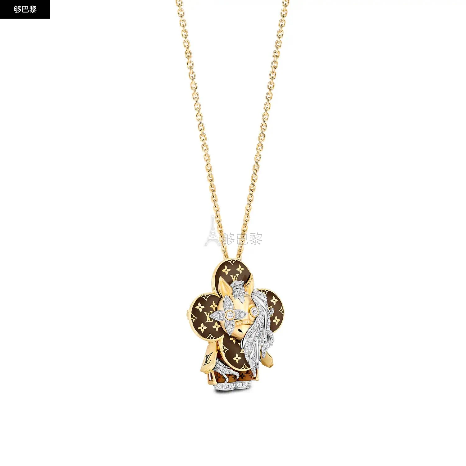 商品Louis Vuitton|【预售】 LV路易威登 24秋冬 女士 吊坠 VIVIENNE HORSE 18K 金漆光钻石项链 Q93978,价格¥430438,第6张图片详细描述