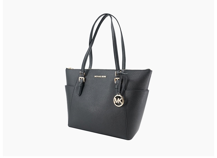 商品Michael Kors|Michael Kors 奥莱款CHARLOOTE 大号女士牛皮革单肩手提tote包 35T0GCFT7L BLACK,价格¥1050,第4张图片详细描述