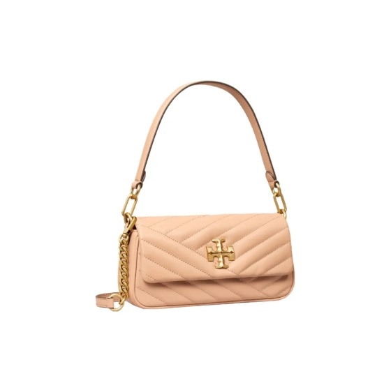 商品Tory Burch|TORY BURCH Kira 标志性斜面双T Log0人字纹绗缝 皮革手提斜挎单肩包 小号（香港仓发货）,价格¥3107,第3张图片详细描述