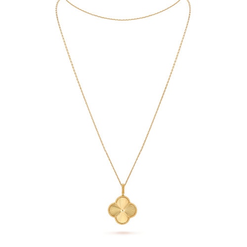 商品Van Cleef & Arpels| Van Cleef & Arpels/梵克雅宝 MagicAlhambra经典系列 18K金黄金拉丝长款四叶草项链,价格¥67817,第4张图片详细描述