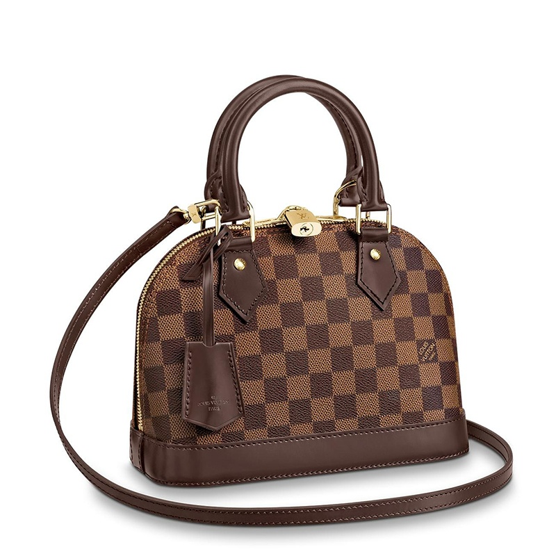 商品Louis Vuitton|预售10天 Louis Vuitton/路易威登 经典款ALMA BB系列 女士乌木色棋盘格帆布皮革修边金扣金锁配可拆卸肩带单肩斜跨手提包N41221,价格¥12882,第2张图片详细描述