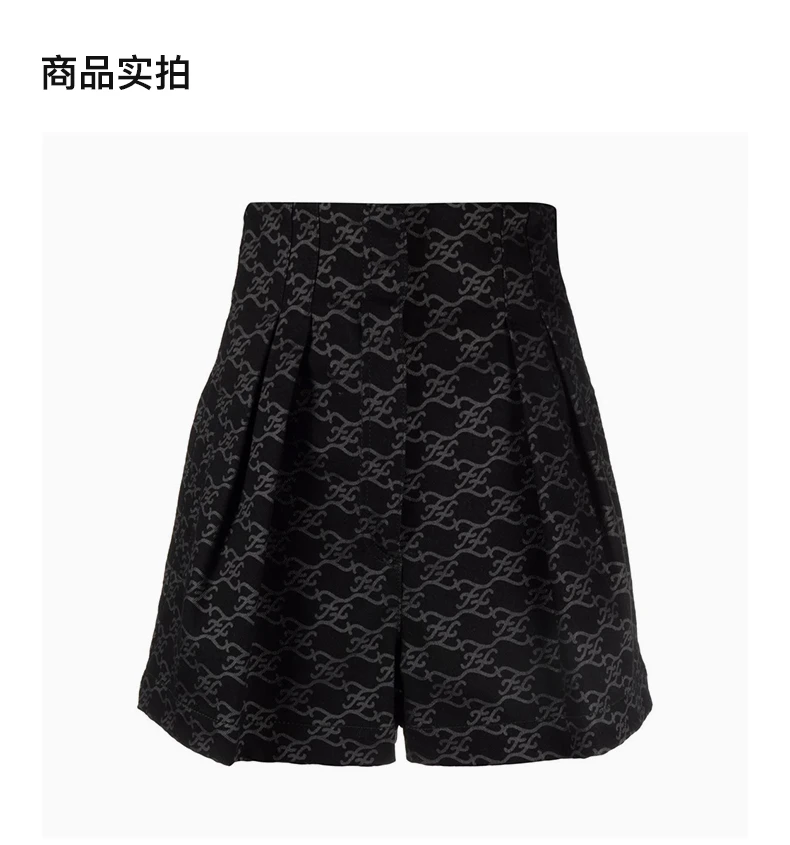 商品Fendi|FENDI 女士黑色暗纹高腰短裤 FLP635-AGTZ-F0GME,价格¥3774,第5张图片详细描述