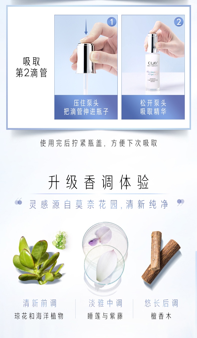 商品Olay|玉兰油 抗糖小白瓶水感透白光塑精华露 30ml 烟酰胺光感美白提亮补水保湿,价格¥177,第9张图片详细描述