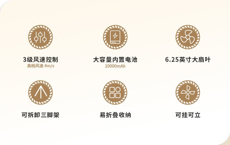 商品[国内直发] MobiGarden|精致露营风扇户外用品帐篷灯吊扇家用办公室桌面充电照明,价格¥349,第20张图片详细描述