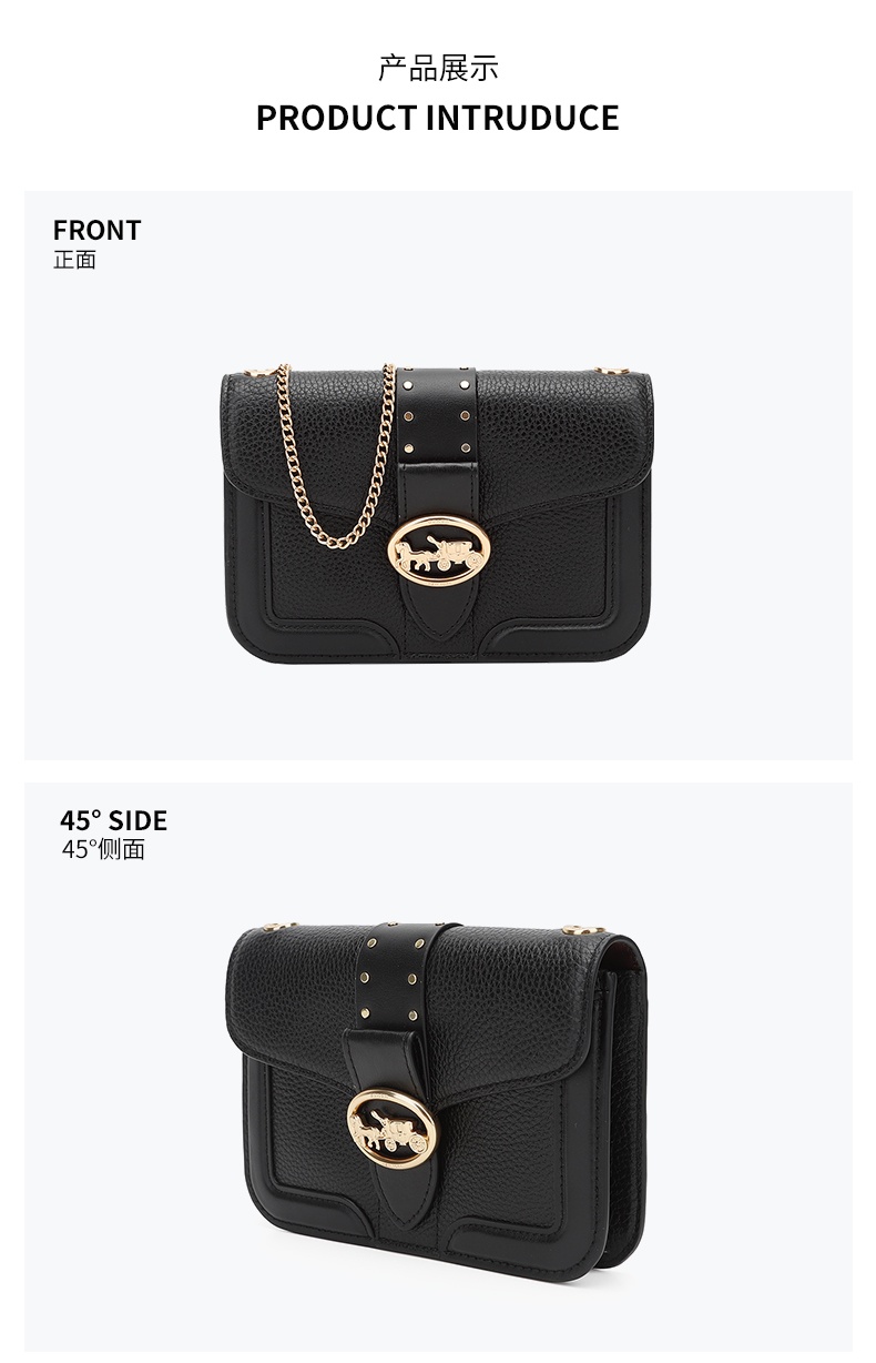 商品[国内直发] Coach|COACH斜挎包蔻驰 奢侈品 女士小号皮质黑色单肩斜挎链条包礼物送女友6924 IMCHK,价格¥750,第3张图片详细描述