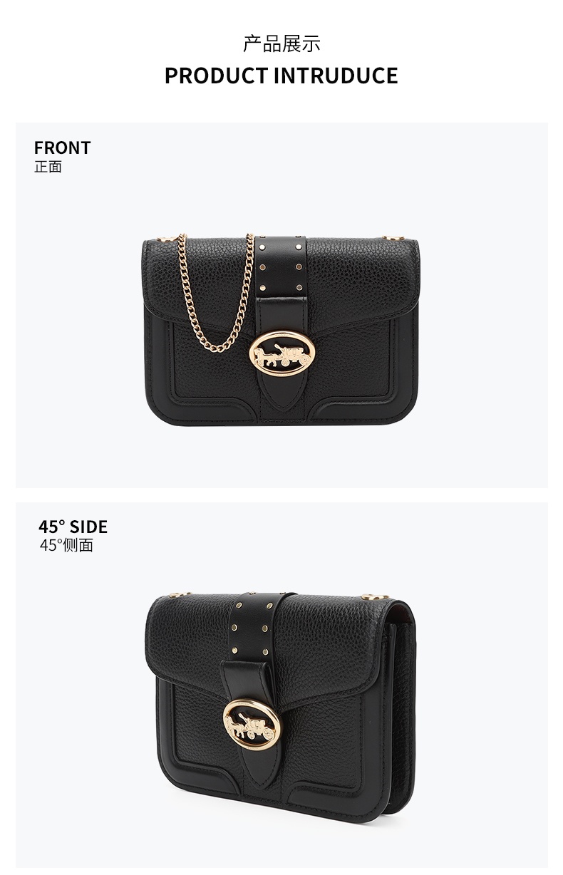 商品[国内直发] Coach|COACH斜挎包蔻驰 奢侈品 女士小号皮质黑色单肩斜挎链条包礼物送女友6924 IMCHK,价格¥745,第3张图片详细描述