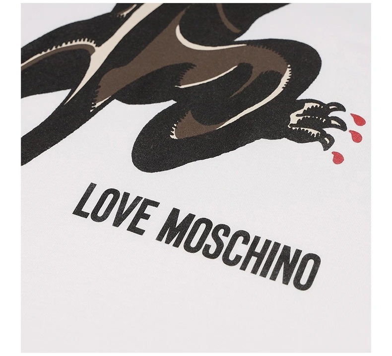 商品[国内直发] Moschino|MOSCHINO 男士白色棉质印花圆领短袖 T 恤 M469517-M3517-A00,价格¥586,第6张图片详细描述