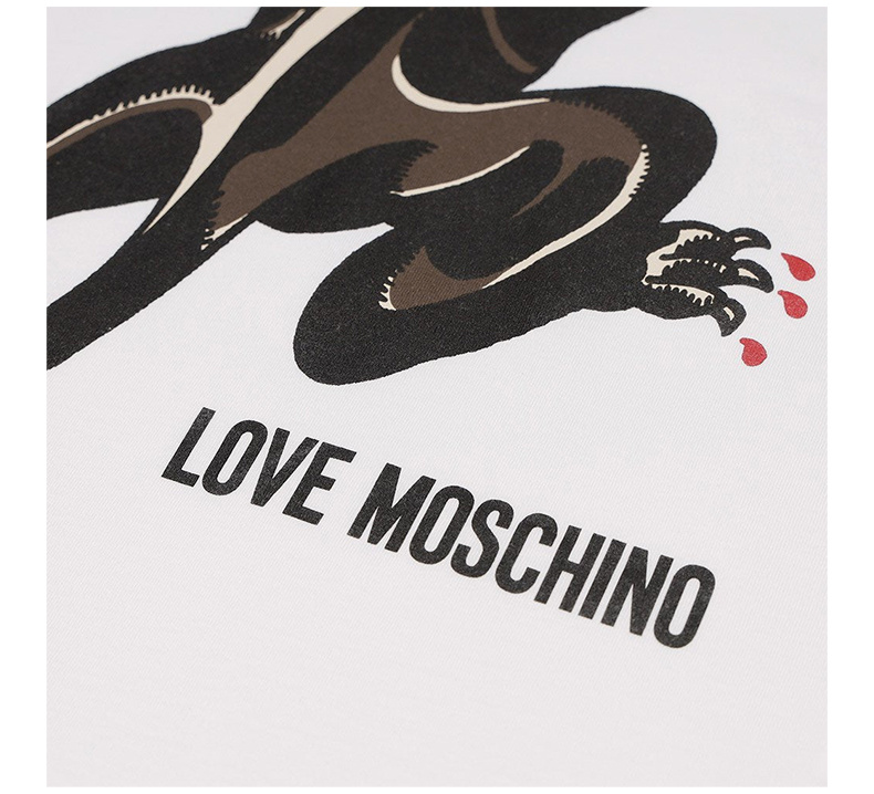 商品[国内直发] Moschino|MOSCHINO 男士白色棉质印花圆领短袖 T 恤 M469517-M3517-A00,价格¥585,第6张图片详细描述