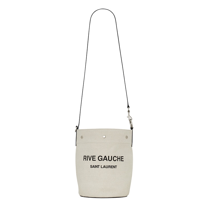 商品Yves Saint Laurent|SAINT LAURENT PARIS/圣罗兰 YSL 秋冬新款 RIVE GAUCHE系列 女士白色亚麻按扣闭合单肩斜挎水桶包669299FAAAZ9024,价格¥11387,第2张图片详细描述