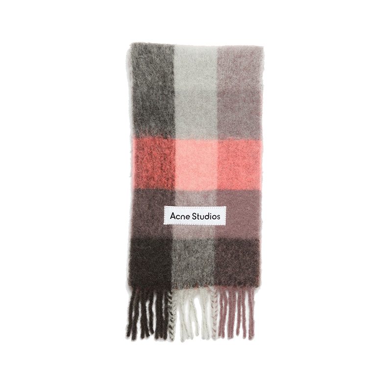 商品Acne Studios|23新款 女士马海毛混纺格纹围巾（四色可选）,价格¥2227,第2张图片详细描述