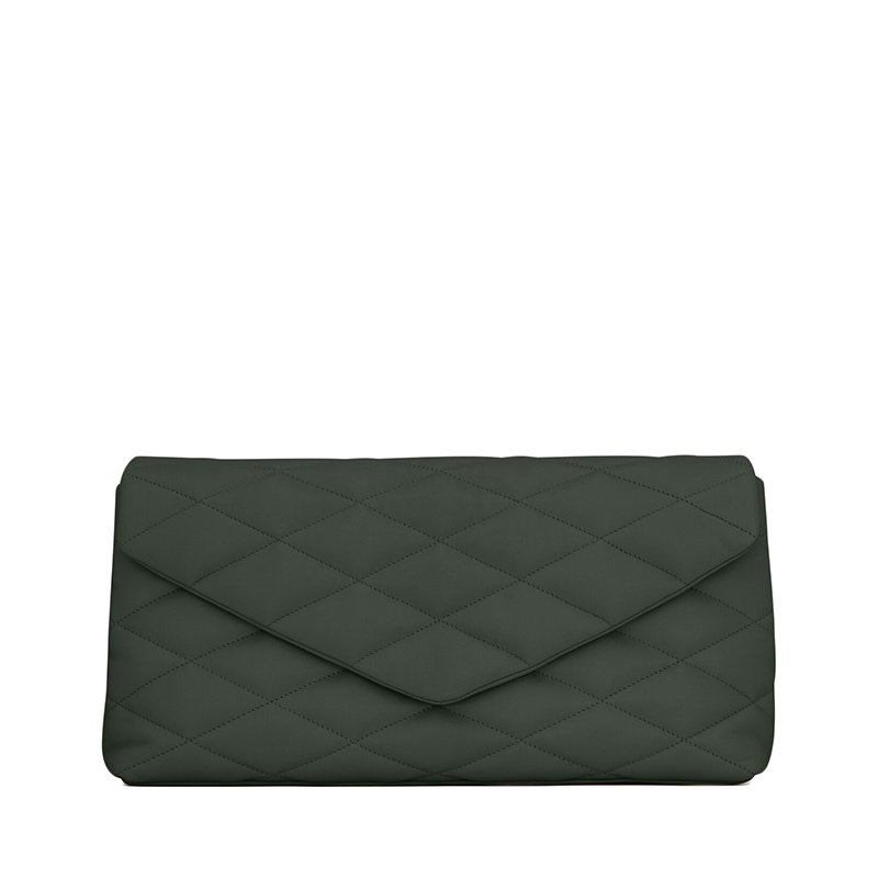 商品Yves Saint Laurent|SAINT LAURENT PARIS/圣罗兰 YSL  SADE系列 女士深绿色绗缝羊皮革翻盖信封手拿包,价格¥11156,第6张图片详细描述