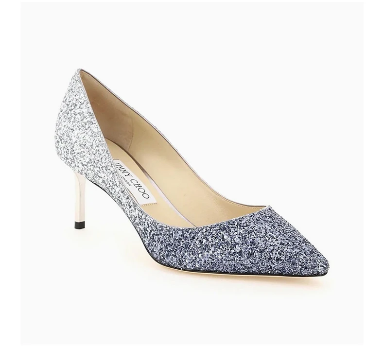 商品Jimmy Choo|JIMMY CHOO 拼色女士高跟鞋 ROMY60-VXB-NAVYSILVER,价格¥2640,第5张图片详细描述