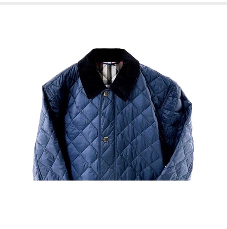 商品Burberry|Burberry/博柏利 男士深蓝色涤纶格纹单排扣双面翻领棉服,价格¥3193,第6张图片详细描述