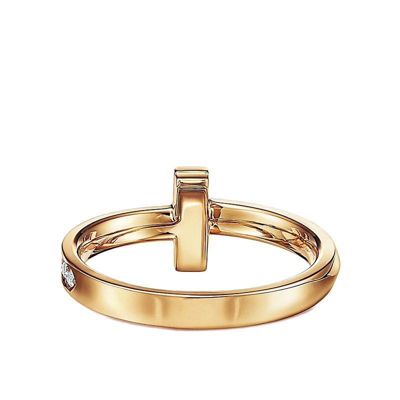 商品Tiffany & Co.|  Tiffany & Co./蒂芙尼 22春夏新款T系列 18K金黄金单侧镶嵌钻石戒指GRP11527,价格¥20428,第3张图片详细描述