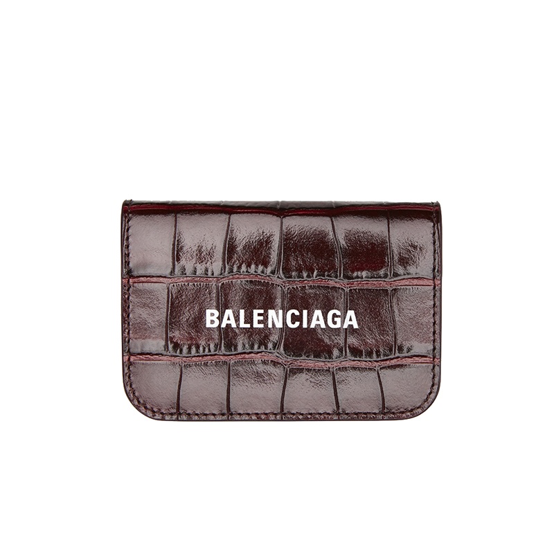 商品Balenciaga|Balenciaga/巴黎世家 暗红色闪亮鳄鱼压纹小牛皮迷你钱包5938131LRRM6515,价格¥2947,第2张图片详细描述