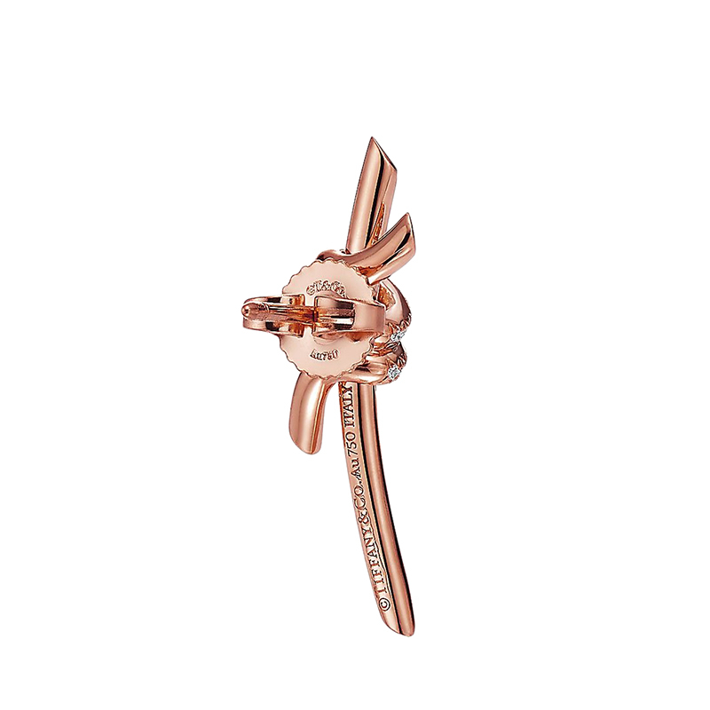 商品Tiffany & Co.|  Tiffany & Co./蒂芙尼 22春夏新款 Knot系列 18K金 玫瑰金色 镶钻绳结耳钉69526144,价格¥32263,第4张图片详细描述