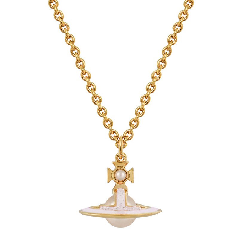 商品Vivienne Westwood|VIVIENNE WESTWOOD/西太后 女士金色黄铜白珠环绕星球形吊坠,价格¥1094,第3张图片详细描述
