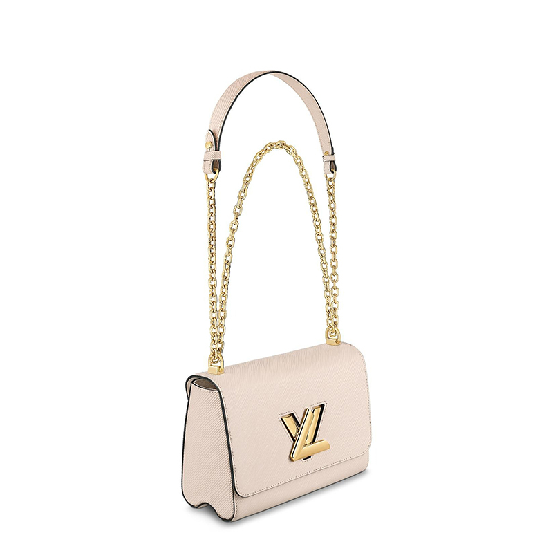 商品Louis Vuitton|预售10天 Louis Vuitton/路易威登 经典款TWIST系列 女士中号石英色水波纹牛皮革旋转徽标金扣翻盖开合单肩斜挎链条包M59761,价格¥30452,第3张图片详细描述