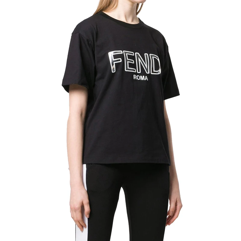 商品Fendi|Fendi 芬迪 女士黑色印花短袖T恤 FAF077-A6JE-F0GME,价格¥1599,第4张图片详细描述