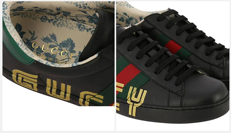 商品[国内直发] Gucci|GUCCI 古驰 男士字母花卉印花黑色休闲运动鞋 523455-0G290-1074,价格¥6533,第13张图片详细描述